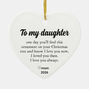 Personalised To My Daughter Christmas Heart Ceramic Ornament