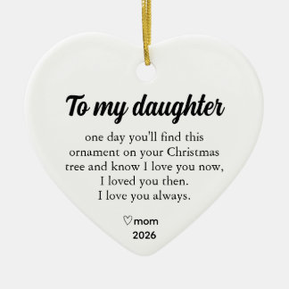 Personalised To My Daughter Christmas Heart Ceramic Ornament
