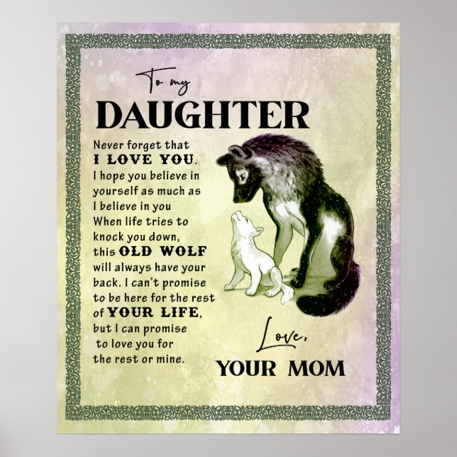 Personalised To My Daughter From Mum Wolf Blanket Poster (Front)
