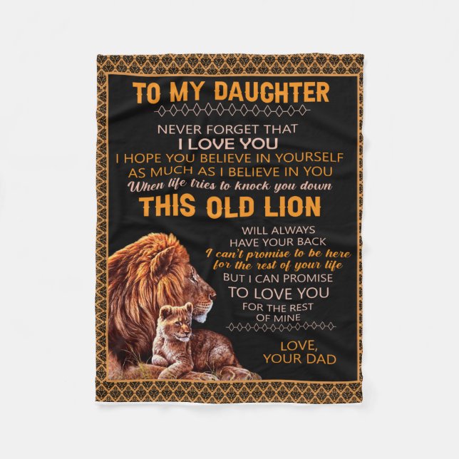 Personalised To My Daughter Lion Blanket (Front)