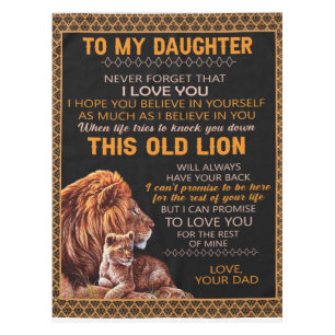 Personalised To My Daughter Lion Blanket Tablecloth