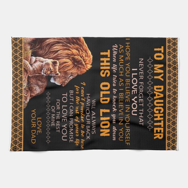 Personalised To My Daughter Lion Tea Towel (Horizontal)
