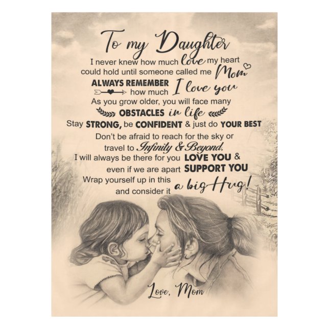 Personalised To My Daughter, Love From Mum Blanket Tablecloth (Front)