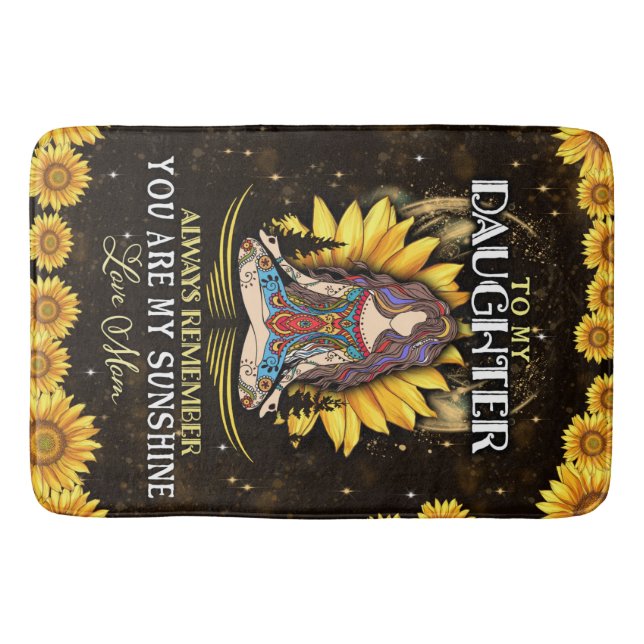 Personalised To My Daughter Love From Mum Sunflowe Bath Mat (Front)