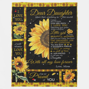 Personalised To My Daughter Love From Mum Sunflowe Fleece Blanket