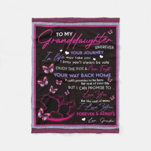 Personalised To My Granddaughter Butterfly Fleece Blanket