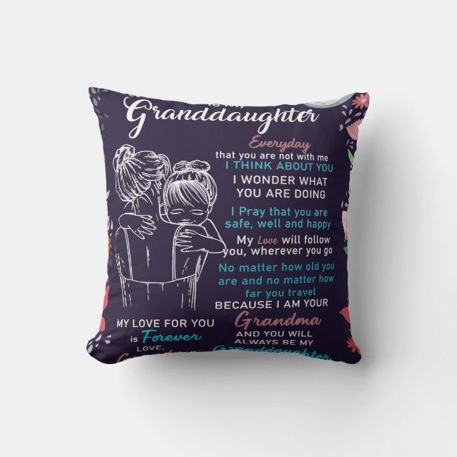 Personalised To My Granddaughter From Grandma Blan Cushion (Front)