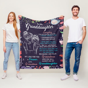 Personalised To My Granddaughter From Grandma Fleece Blanket