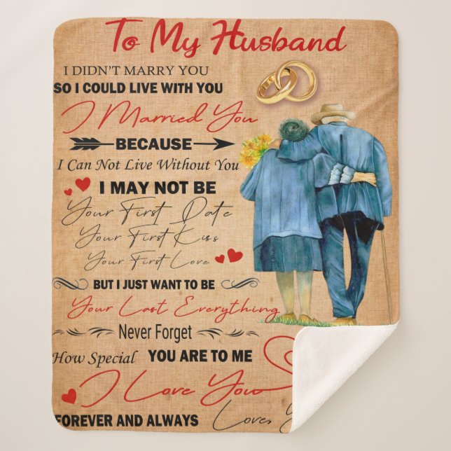 Personalised To My Husband, Husband Birthday Sherpa Blanket (Front)