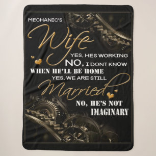 Personalised To My Mechanic's Wife, Married Blanke Sherpa Blanket
