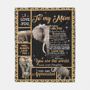 Personalised To My Mum Love From Daughter Elephant Fleece Blanket