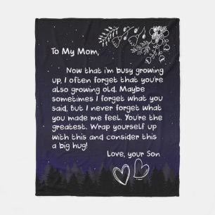 Personalised To My Mum Love Letter From Son Gift Fleece Blanket