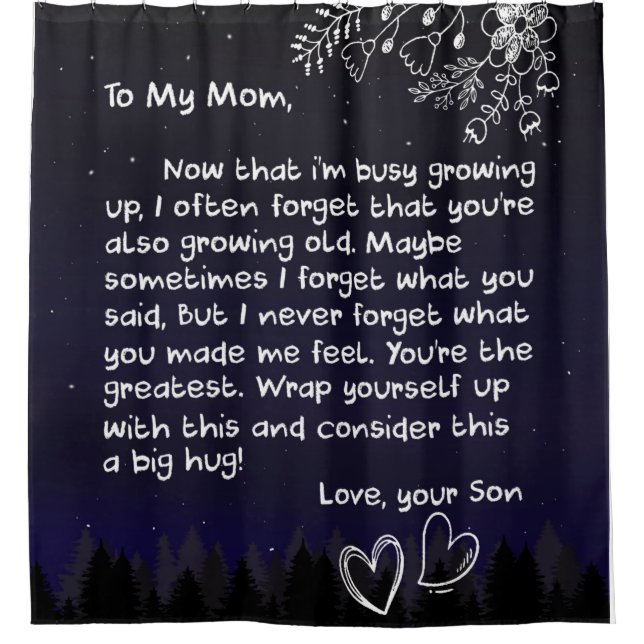 Personalised To My Mum Love Letter From Son Shower Curtain (Front)