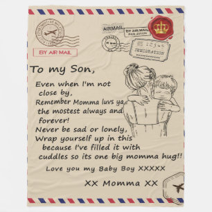 Personalised To My Son, Letter From Mum Blanket, Fleece Blanket