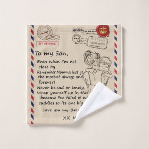 Personalised To My Son, Letter From Mum Blanket Wash Cloth