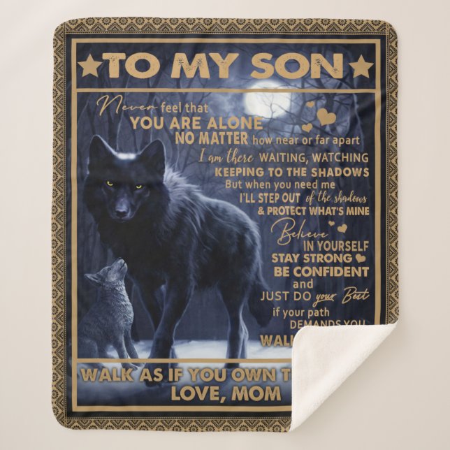 Personalised To My Son, Son Birthday Gift Sherpa Blanket (Front)