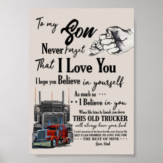 Personalised To My Son Trucker Poster From Dad Nev