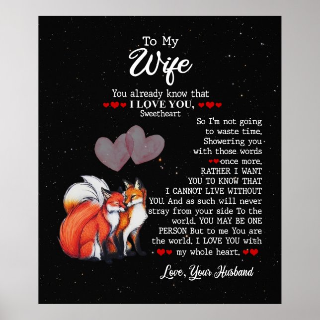Personalised To My Wife Blanket Poster (Front)