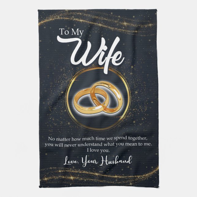 Personalised To My Wife | Couple Valentine Gifts Tea Towel (Vertical)