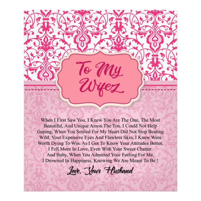 Personalised To My Wife | Idea Valentine Gifts Photo Print (Front)