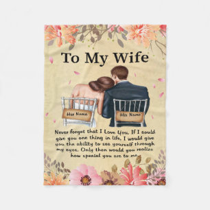 Personalised To My Wife Love From Husband Vintage Fleece Blanket