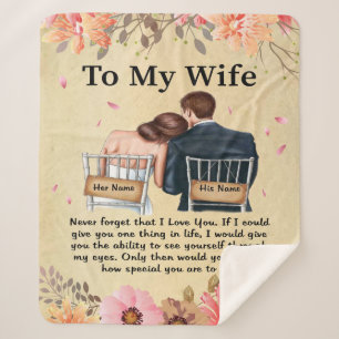 Personalised To My Wife Love From Husband Vintage Sherpa Blanket