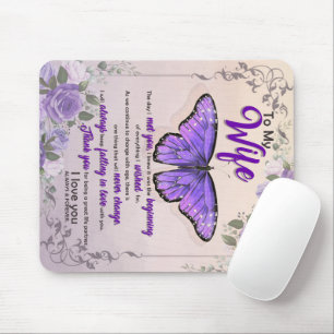 Personalised To My Wife Purple Butterfly Mouse Pad
