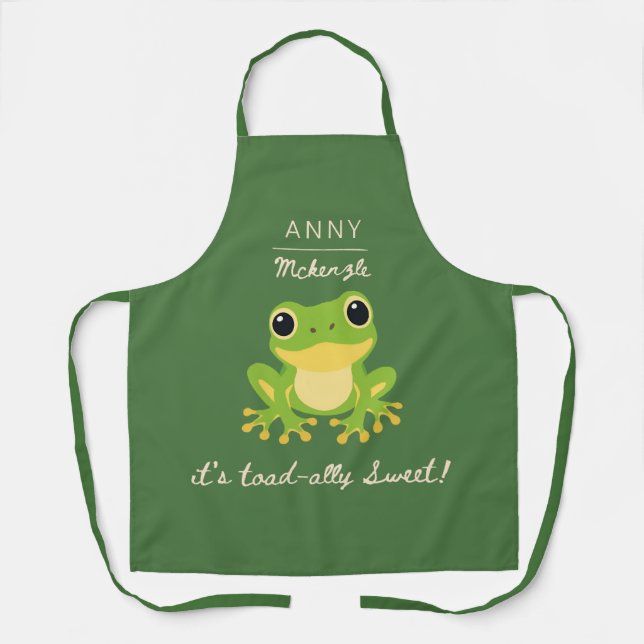 Personalised Toad-ally Cute Frog Pun Design Apron (Front)