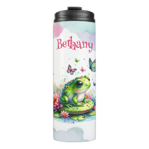 Personalised Toad, Flowers and Butterflies Thermal Tumbler