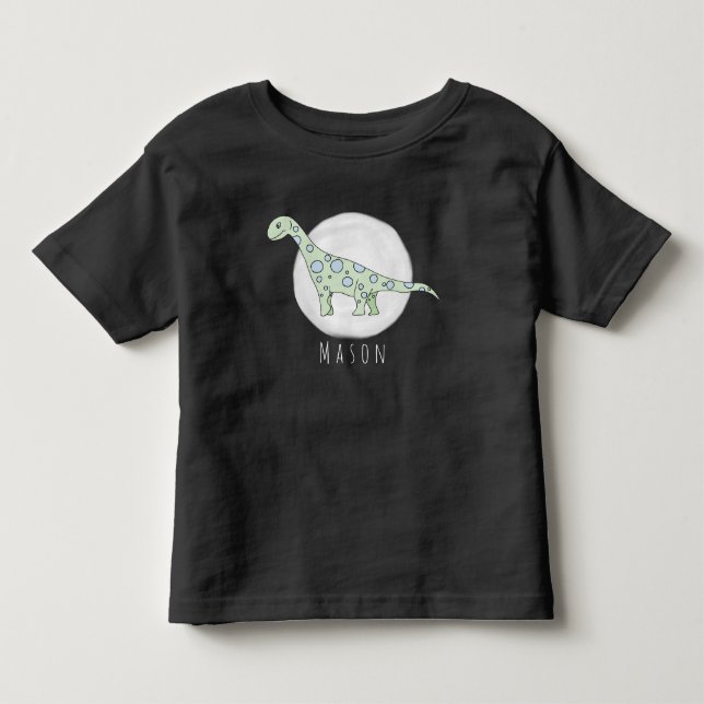 Personalised Toddler Boy Doodle Dinosaur with Name T-Shirt (Front)