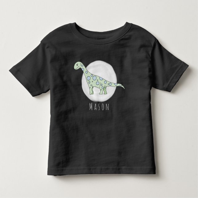 Personalised Toddler Boy Doodle Dinosaur with Name Toddler T-Shirt (Front)