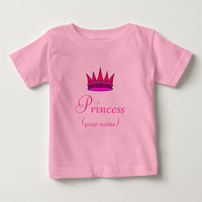 Personalised Toddler Princess shirt (pink crown) (Front)