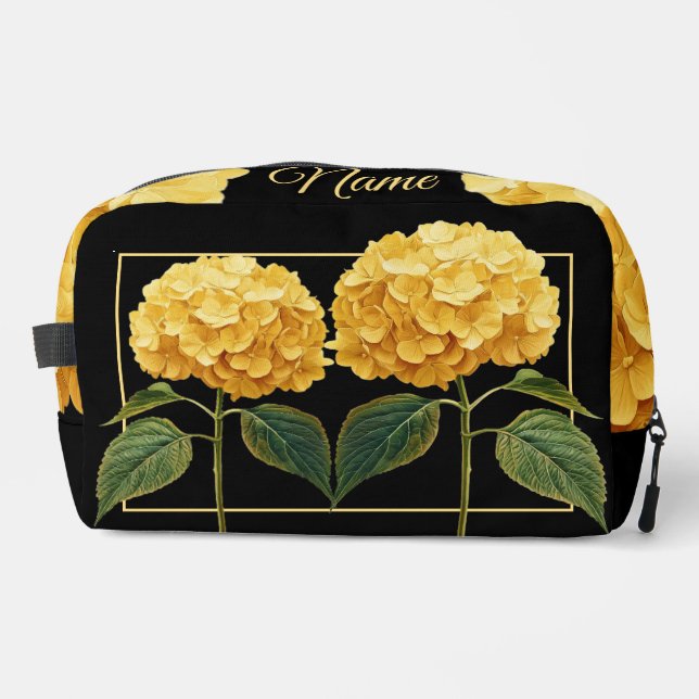 Personalised Toiletry Bag  - Yellow Hydrangea (Front)