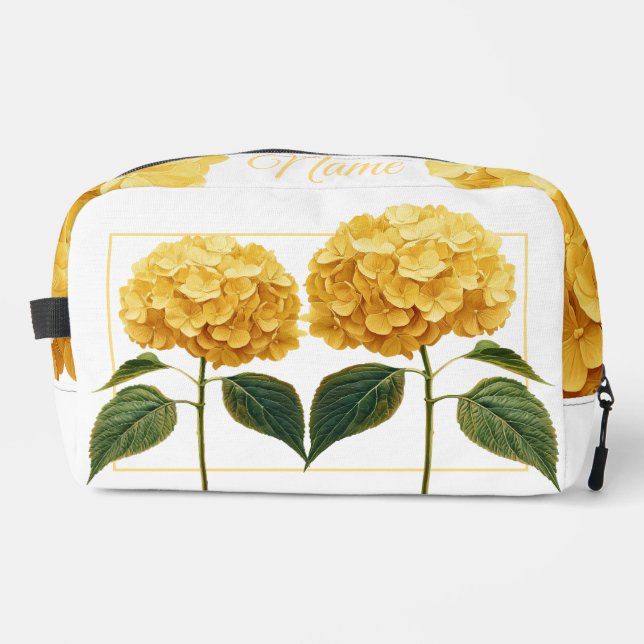 Personalised Toiletry Bag  - Yellow Hydrangea (Front)