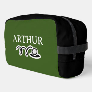 Personalised toiletry travel bag for golfer
