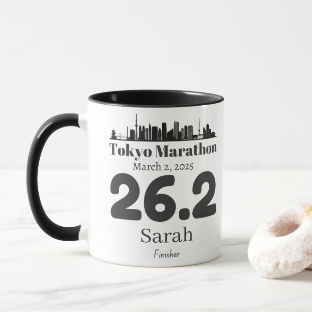 Personalised Tokyo Marathon Finisher, Tokyo 26.2  Mug (With Donut)