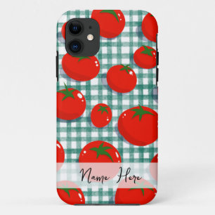 Personalised Tomato on Green Gingham Phone Case –