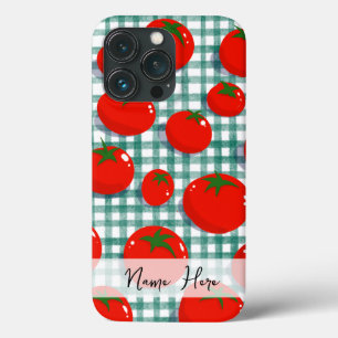Personalised Tomato on Green Gingham Phone Case –