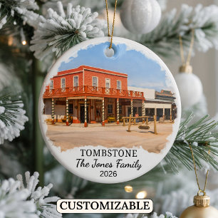 Personalised Tombstone Ornament, Custom Arizona Ceramic Ornament