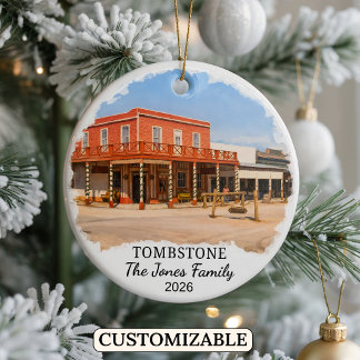 Personalised Tombstone Ornament, Custom Arizona Ceramic Ornament