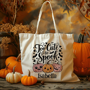 Personalised Too Cute Pumpkin Trick Or Treat Candy Tote Bag