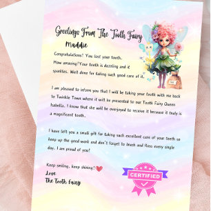 Personalised Tooth Fairy Letter – Magical Keepsake Invitation