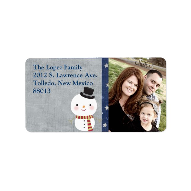 Personalised Top Hat Snowman Mailing Label (Front)