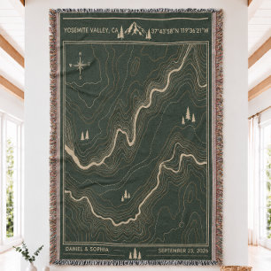 Personalised Topographic Map Woven Throw Blanket