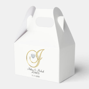 Personalised Topography Gold Monogram Letter 'J' Favour Box