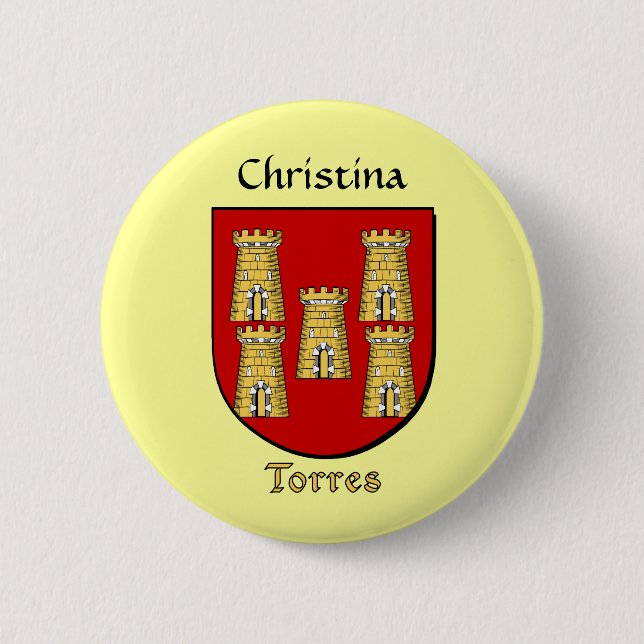 Personalised Torres Historical Shield 6 Cm Round Badge (Front)
