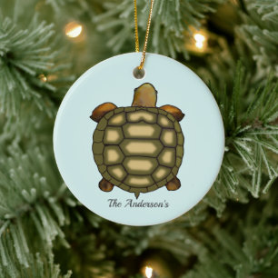 Personalised Tortoise on Light Blue Ceramic Ornament