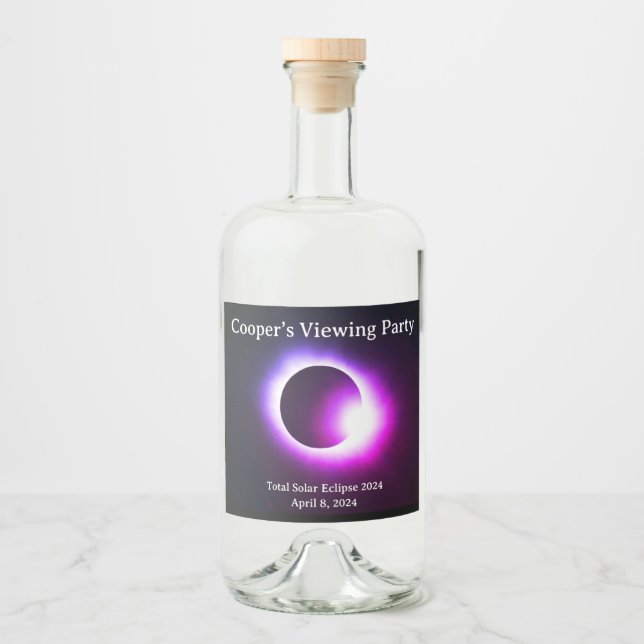 Personalised Total solar eclipse 2024 Liquor Bottle Label (Front)