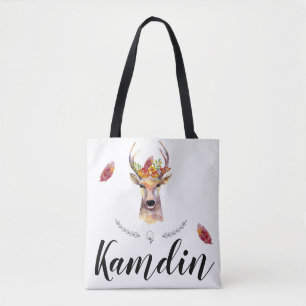 Personalised Tote Bag boho deer Buck Head Browning