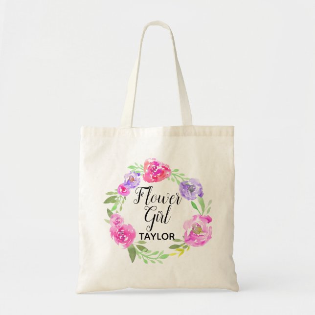 Personalised Tote Bag Floral Flower Girl (Front)